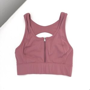 Varley Dusty Rose Front Zip Performance Sports Bra in Size XS